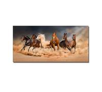 Graiting Peinture sur Toile Artistique avec Sept Chevaux Blancs en Cours D'exécution, Affiches Et Imprimés d'art, Tableau Mural for Salon, 1 Pièce(PA1974,40x80 cm Unframed)