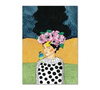 Graiting Toile d'art Mural Abstrait for Fille, 1 Pièce, Cheveux, Fleur, Oiseau, Peinture, Affiche, Images for Salon, Décoration De La Maison(14,40x50cm No Framed)