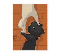 Graiting Toile d'art Mural avec Chat Porte-Bonheur, Dessin Animé Mignon, 1 Pièce, Décoration Imprimée, Peinture, Décor De Maison for Chambre À Coucher, Salon(14,40x50cm No Frame)
