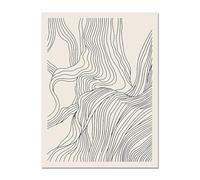Graiting Toile De Peinture en Noir Et Blanc, 1 Pièce, Lignes Abstraites, Montagnes Lointaines Eau Qui Coule, Tableau d'art Mural for Décor Salon(03,30x40cm No Frame)