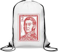 Gral Jose De San Martin Argentine Timbre Postal Sac de gym Sac décontracté avec cordon de serrage Blanc