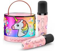 Gralal Micro Karaoke Enfant avec 2 Micro sans Fil Bluetooth, Cadeau Fille 3-12 Ans Karaoké Micro Bluetooth Licorne Jouet Fille 3-12 Ans Microphone Enfant pour Chanter Fille Cadeaux de Paques Enfants