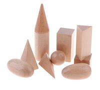 Gralara 10 Blocs Solides Géométriques Poli en Bois Montessori, Jouet Éducatif Mathématique pour Enfants, Kit d'apprentissage Formes 3D avec Sphère et Pyramides, Apprentissage Sensoriel