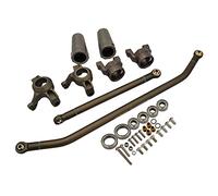 Gralara 2 Pièces Rc Car Steering Ensemble Métallique C Hub Carrier Link Rod Axle Lockout Roulements CNC Machiné Compatible avec Rc Crawler 1/10, Titane