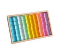 Gralara 30 Pièces Blocs de Construction Ensemble Cubes Empilables Jouet Educatif Acrylique Translucide Boîte de Rangement en Bois, 60 pièces
