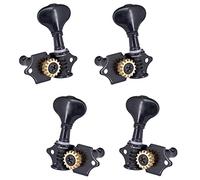 Gralara 4 Pièces de Mécaniques de Guitare 2R2L, Boutons de Remplacement pour Ukulélé, Noir