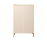 Gralara Armoire à Chaussures Meuble de Rangement Étagère Placard Console en Bois Massif avec Tablette Amovible et Surface Haute Design Gain de Place Adossé au, Blanc Chaud, 70 35 110cm/Deux Portes