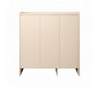Gralara Armoire à Chaussures Meuble de Rangement Étagère Placard Console en Bois Massif avec Tablette Amovible et Surface Haute Design Gain de Place Adossé au, Blanc Chaud, 100 35 110cm/Trois Portes