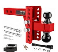 Gralara Attelage Remorque Réglable Verrouillable Bras D'attelage avec Rotule Soli Quincaillerie pour, Rouge, Bras De Remorquage Rouge + 2 Goupilles + 1 Verrou Boule Noire