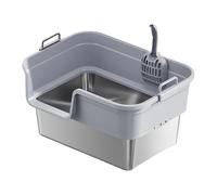 Gralara Bac à Litière Chat Ouverture Large Anti-Projection Plateau Litière Haute Paroi avec Pelle Toilette Chat Robuste et Facile à Nettoyer pour Chats D'Inté, Gris Clair