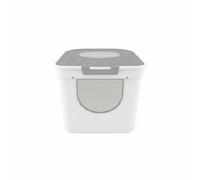 Gralara Bac à Litière Fermé Chat Litière Enfermée Toilette pour Chat Conteneur Déjections Confinement des Débris avec Couvercle Élevé et Texture Anti-Pattes, Gris Gentilhomme, Grand
