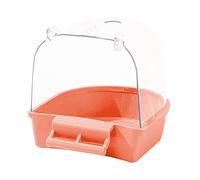 Gralara Baignoire pour Oiseaux Cage Bain Perroquet Contenant Abreuvoir Accessoire Facile à Installer Matériau Transparent Convient pour Perruche, Rose orangé