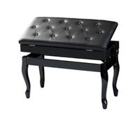 Gralara Banc Piano avec Coffre Capitonné Banc Piano avec Rangement Confortable Meuble pour Pianistes, Duos, Maison, Studio, Noir, Double avec Boîte De Rangement Et Pieds Incurvés Réglables