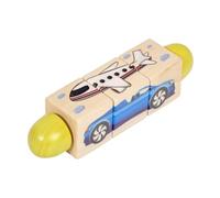 Gralara Bloc Puzzle Rotatif en Bois Interactif à Images Préheion Ergonomique Jeu Correspondance Formes Rotatif Pits, Puzzle Véhicule