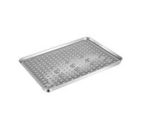 Gralara Boîte de Table à thé, plateau de service à thé en acier inoxydable, plaque de Type Drainage Simple, 26.5x20.5x2.5cm