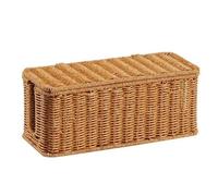 Gralara Boîte Dissimulateur-Câbles en Rotin avec Couvercle Boîte Dissimulateur-Multiprise Finition Naturelle Rangement pour Maison, Boîte De Rangement De Câbles À Double Ouverture