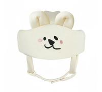 Gralara Bonnet Anti-Tomber Bébé Sangle Menton Réglable Protege-Tête Anti-Tomber Large Bande Avant Coiffe Rembourrée Enfant pour, Casque De Protection Anti-Chute pour Bébé, Motif Ours Souriant Beige