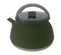 Gralara Bouilloire Camping Bouilloire Théière Pliante Inoxydable Matériau Silicone Poignée Résistante Adaptée Séjour Familial Randonnée Pêche, Vert foncé