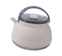Gralara Bouilloire Camping Bouilloire Théière Pliante Inoxydable Matériau Silicone Poignée Résistante Adaptée Séjour Familial Randonnée Pêche, Kaki Clair