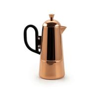 Gralara Cafetière En Acier Inoxydable Poli Cafetière avec Poignée Noire Compacte Carafe pour Bureau, Café, Doré