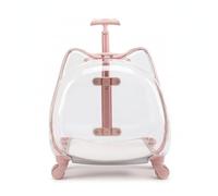 Gralara Caisse Transport à roulettes Transparent Valise Bagage pour Déplacement, Vétérinaire, Rose