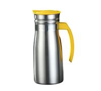 Gralara Carafe Isotherme Cafetière Bouteille Thermique Verseuse à Boissons Kettle Acier Inoxydable Étanche Design Moderne Adaptée pour Réceptions Usage, Jaune avec Poignée