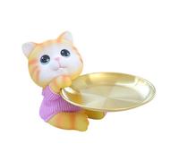 Gralara Cat Tray Resin Statue Tray Decor Home Decor Key Bowl for Entryway Cat Figure for Bedroom, Style B