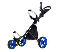 Gralara Chariot de Golf Pliable Trois Roues Chariot Poussable Trolley Poussette Golf Support Sac Structure Stable en Alliage d'Aluminium avec Frein et Pliage, Noir Et Bleu