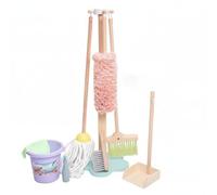 Gralara Chariot de Nettoyage pour Enfants Balai Serpillière Accessoire Éducatif Support de Rangement Conception Bois Encourage l'Ordre Adapté aux Salles de Jeu Activités d'Éveil