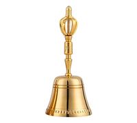 Gralara Clochette à Main Bouddhiste Taoïste en Cuivre Poli, Accessoire Religieux Portable et Polyvalent, Idéale pour La Méditation et Les Rituels Musicaux Pro, doré