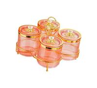 Gralara Condiment Tray Plateau Bols Divisés Boîte à Fruits Stockage Desserte Snacks avec Couvercles Élégants En Pp Design Nordique Sophistiqué pour S, 4 Grille rose