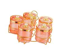 Gralara Condiment Tray Plateau Bols Divisés Boîte à Fruits Stockage Desserte Snacks avec Couvercles Élégants En Pp Design Nordique Sophistiqué pour S, 5 Grille rose