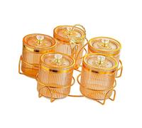 Gralara Condiment Tray Plateau Bols Divisés Boîte à Fruits Stockage Desserte Snacks avec Couvercles Élégants En Pp Design Nordique Sophistiqué pour S, 5 Grille marron