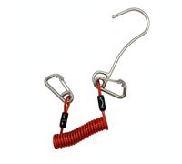 Gralara Crochet de Plongée avec Corde à Ressort Mousqueton Longe Attache Acier Inoxydable 316 et Câble Acier 7x7 Maintien dans Le Courant et Stabilisation, Rouge, S