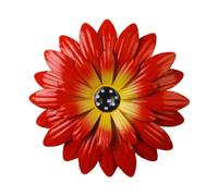 Gralara Décoration Murale en métal avec Fleurs, Art Floral, Fer Robuste, Belle Sculpture Murale 3D de 7,87 Pouces de diamètre, pour Chambre à Coucher, Ferme, Rouge