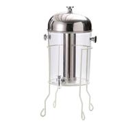 Gralara Distributeur Boissons 8 L Acier Inoxydable Distributeur Colonne Glace Couvercle Arrondi, Base Blanche, 8L