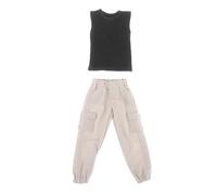 Gralara Ensemble Classique Décontracté Composé d'un Pantalon Cargo et d'un Débardeur sans Manches pour Poupée Miniature Masculine à L'échelle 1/12, Noir