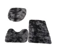 Gralara Ensemble de 3 Tapis de Bain avec Couvre-abattant de Toilette. Accessoire de Salle de Bain. Grand Ensemble de Tapis de Bain pour, Sol de Salle D, Gris Noir