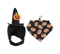 Gralara Ensemble Halloween pour Chien Chapeau Décoratif et Foulard Triangle en Polyester pour Cosplay et Célébrations, Black S