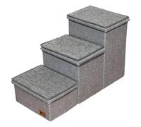 Gralara Escalier pour Chien Aide à Marches avec Rangement Échelle pour Chat Rampe D'Intérieur Conception Modulaire Pliante Adapté pour Organiser Le, Gris