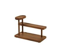Gralara Étagère Bureau à 3 Niveaux Compact Présentoir Table à 3 Niveaux pour Coiffeuse, Entrée, Étagère en Noyer Noir Nord-américain en Forme D Escalier Tournant Modèle Gauche 32x16cm