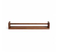Gralara Étagère Murale Bois Rayon Bibliothèque Support avec Barre Avant Antichute en Noyer Massif Bordures Arrondies et Rives Relevées Adaptée au Salon Chambre Bureau Cuisine Entrée, 500 110 85mm