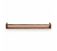 Gralara Étagère Murale Bois Rayon Bibliothèque Support avec Barre Avant Antichute en Noyer Massif Bordures Arrondies et Rives Relevées Adaptée au Salon Chambre Bureau Cuisine Entrée, 800 110 85mm