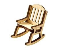 Gralara Fauteuil à Bascule Miniature Classique Chaise Miniature à Lattes Artisanat Délicat Objet Décoratif, Bois Naturel