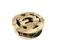 Gralara Feline Activity Maze Labyrinthe pour Chat Jouet Interactif Boîte en Bois Piste Courbe Découpes Larges Entrées Multiples Texture Grain de Bois des