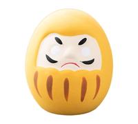 Gralara Figurine Daruma Japonaise Statuette de Décoration Céramique Réalisation Artistique Ornement pour Étagère Table Adaptée à la Chambre Bureau, Jaune