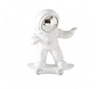 Gralara Figurine d'Astronaute Chromé, Argent, Skateboard | Statuette Astronaute Mignonne en Résine Style Animé, Figurine Spatiale Décorative pour Bureau, Étagère et Meuble TV