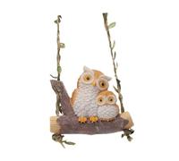 Gralara Figurine de Jardin Animale en Balançoire, Sculpture en Résine pour Balcon, Statue de Chouette