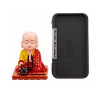 Gralara Figurine Solaire Bouddha Hoche la Tête Statuette Décorative pour Voiture Maison avec Tapis Antidérapant pour Tableau de Bord Ornement Artisanat Cadeau