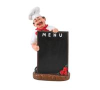 Gralara Figurine sur Pied Pied Statuette Cuisinier Résistant Figurine avec Ardoise pour Café, Chef avec Tableau Noir Et Roses, Style Européen